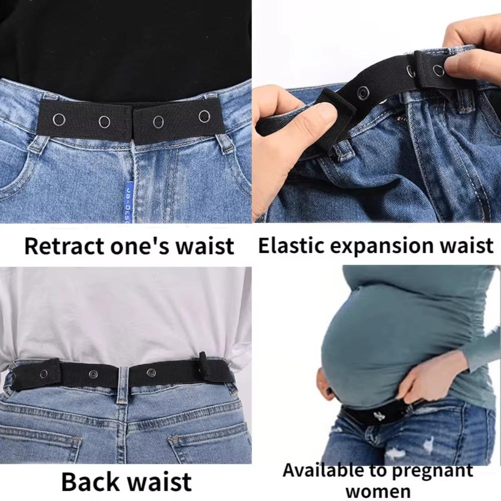 Stretch Trousers Waist Belt Buckle Free Elastic Waist Extenders Elastic Expansion Buckle  Women Men