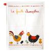 [R6608] - Cotton Tea Towel 'Hens' Red White (the Country Family) - 60x45cm