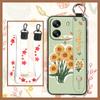 Protective Anti-dust Phone Case For Blackview Wave 6C Kickstand Ring Lanyard Soft Case Phone Holder Anti-knock Flower