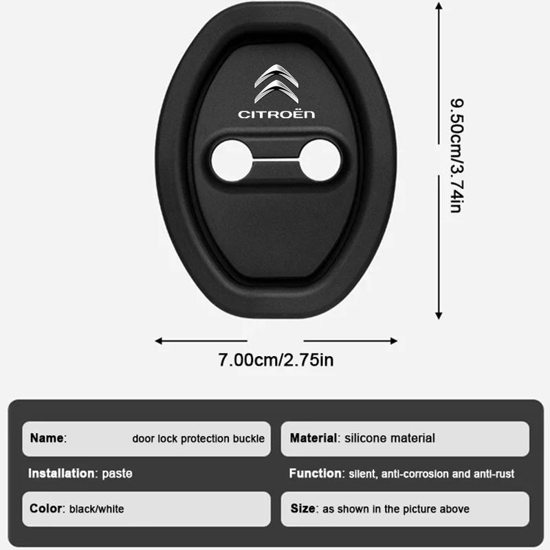 VLKO3 2/4pcs Silicone Car Door Lock Buckle Protector Cover Accessories sticker For Citroen C1 C2 C3 Grand C4 Picasso C4L VTS C-ELYSEE