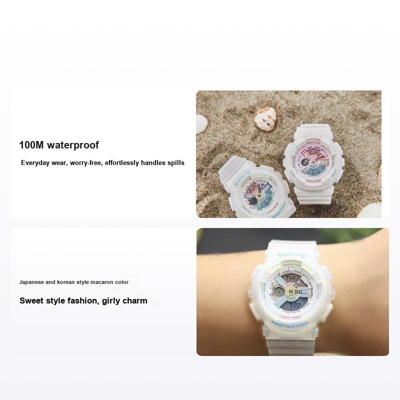 Casio Baby-G Серия «Красочное Звездное Небо Аврора Единорог Мороженое Макарон» Кварцевый Механизм Ремешок из Смолы Часы Женские BA-110PL-7A2