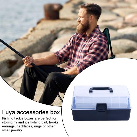 3-слойная коробка для рыболовных приманок с переносной ручкой, большая вместимость, прозрачная, прочная