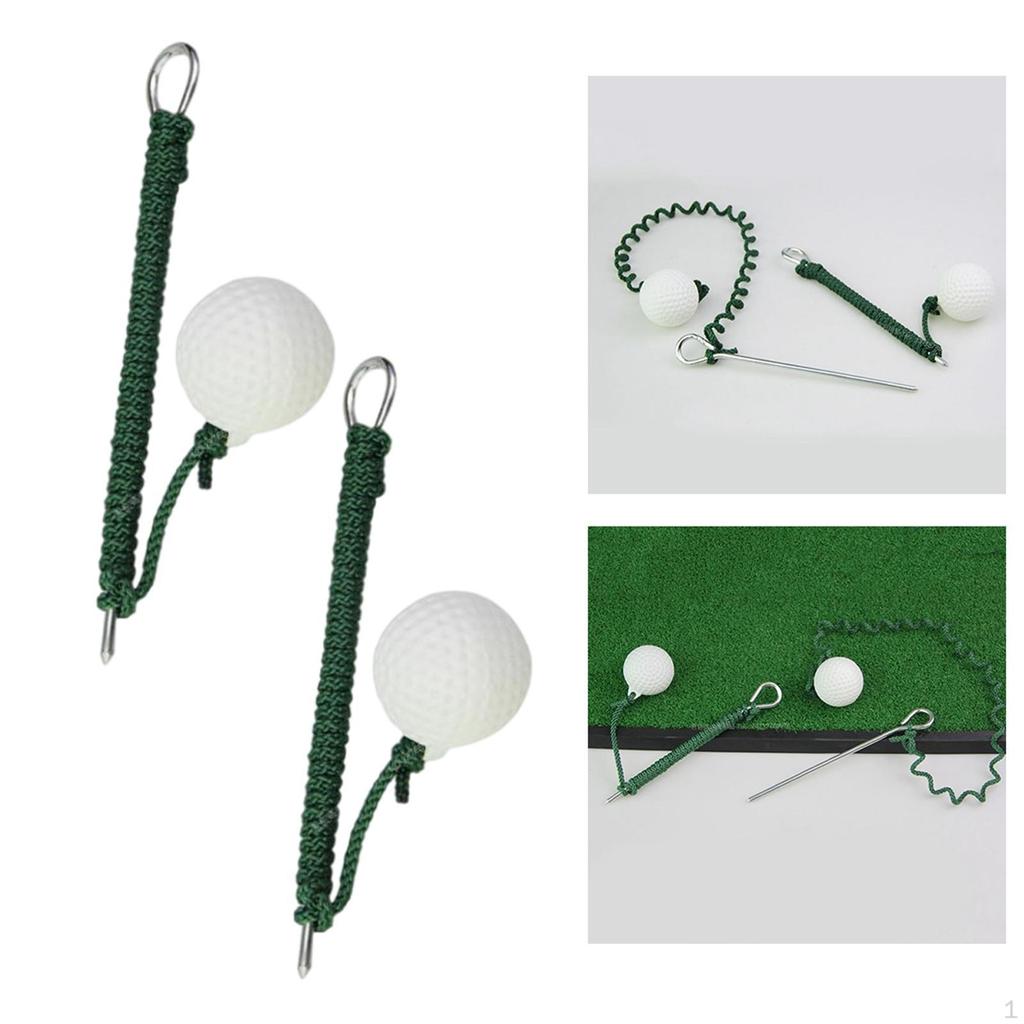 2x Golf Practice Balls Grass Rotating Training Rope Ball Practicing Aids
