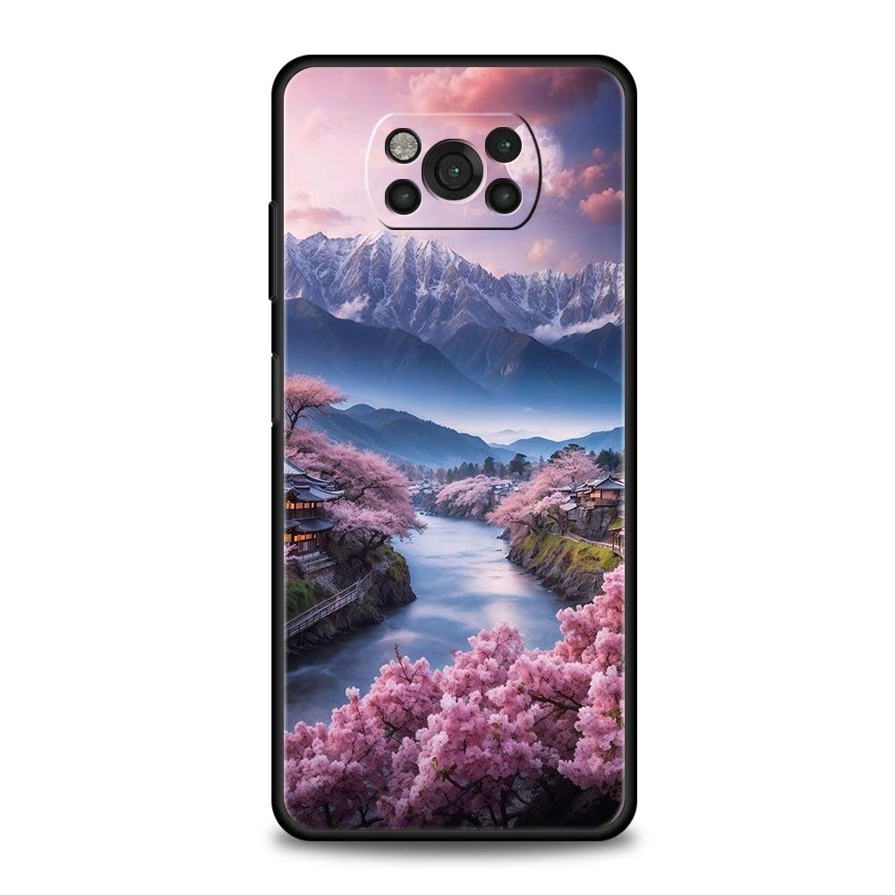 Розовый Закат Горы Чехол для Телефона для Xiaomi Poco F7 Ultra F6 F5 F4 F3 X6 X5 X4 X3 NFC C51 C55 M4 GT 5G Мягкий ТПУ Чехол Сумки