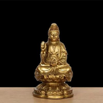 1 шт. Чистая медь Наньхай Сидящий Лотос Гуаньинь Домашнее жертвоприношение Буддийская утварь Поклонение Украшение дома Обеспечение безопасности