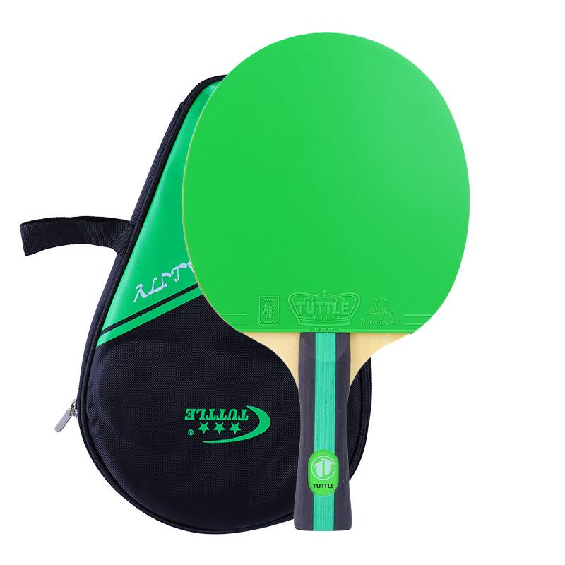 Tuttle Color Pure Wood Single Racket Set Professional Table Tennis High Elastic Long Handle Anti-spin Rubber Horizontal Grip