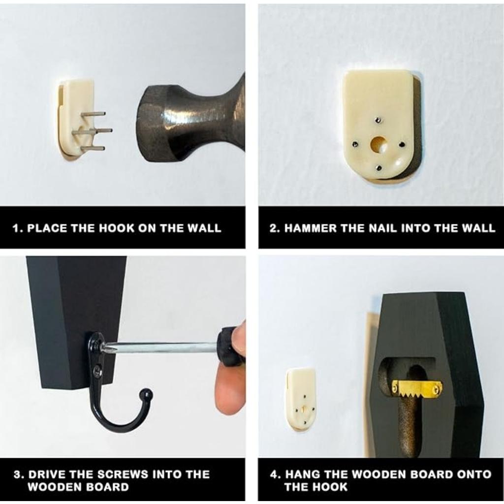 1pc Gothic Coffin Wall Hook for Keys Spooky Home Decor for Wall Rustic Black Wooden Hanger for Mugs Purse Towel Clothes Wall Mounted Coffins Hanger