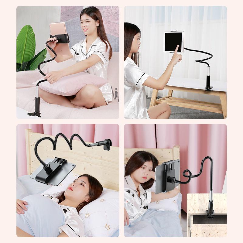 Phone Clip On Stand Holder with Grip Flexible Long Arm Gooseneck Tablet Lazy Bracket Mount Clamp for iPad Pro Support 4-11 Inch