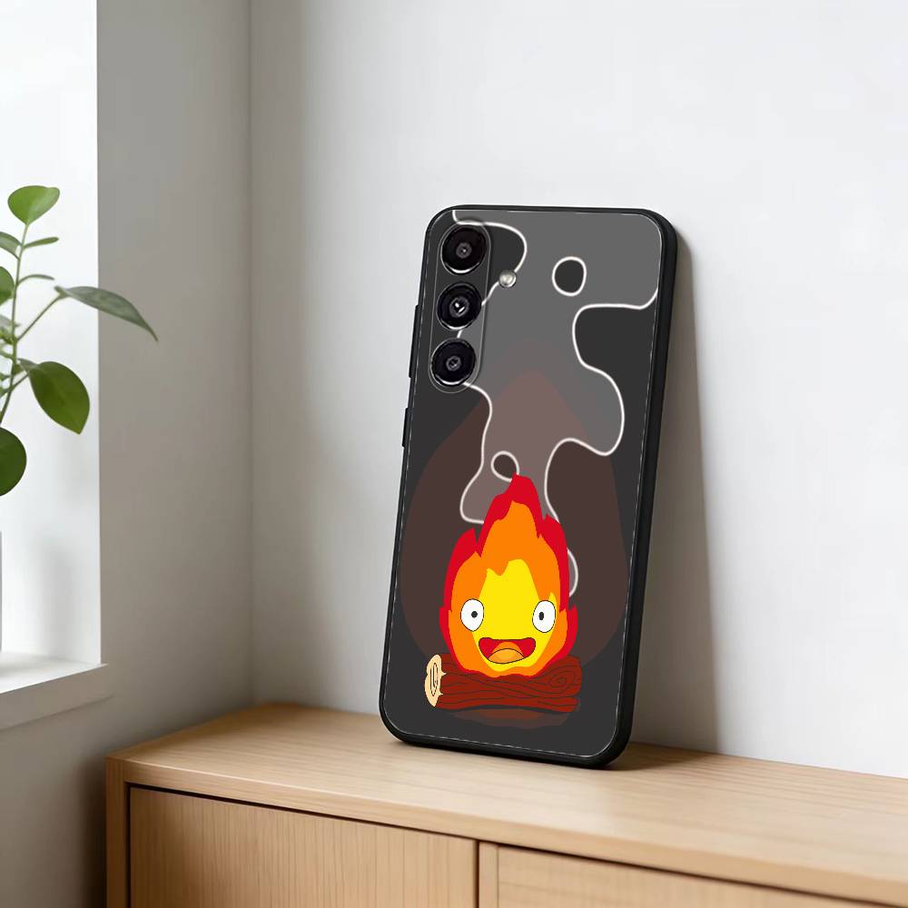 Аниме C-Calcifer-ES Милый чехол для телефона Samsung Galaxy A91,80,73,72 ,71,53,52,32 ,31,22,21s,20, Мягкий черный чехол