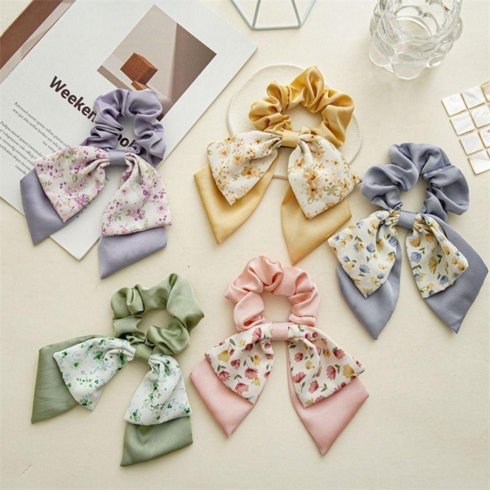 Ribbon Bow Printing Hair Rope Printing Hair Ribbon Sweet Intestine Hair Loop