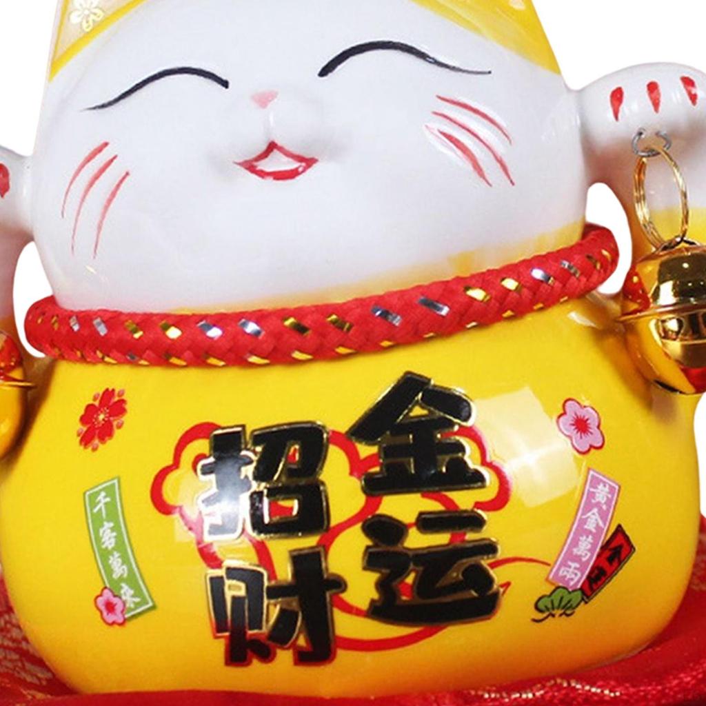 Кошка копилка animal sculpture saving pot jar Feng Shui blessing kitten figurine with bell