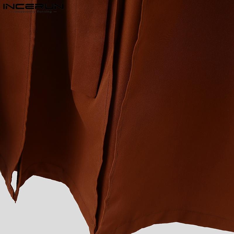 INCERUN Мужские эластичные талии с длинными кисточками, плиссированные, повседневные, разрезы, свободные юбки-килты