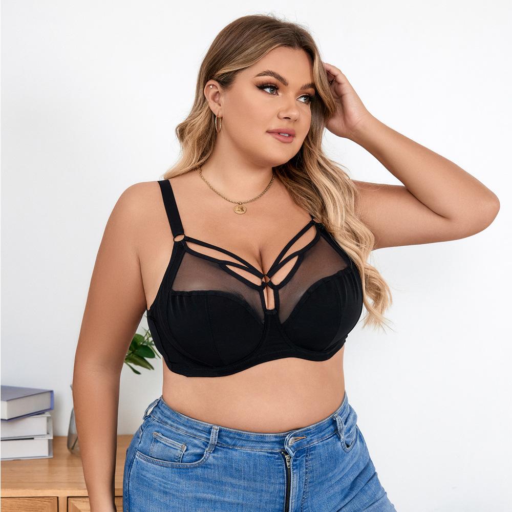 Плюс Размер Женское Нижнее Белье Тонкий Дышащий Большой Чашки Нижнее Белье Без Подкладки Сосборенный Бюстгальтер Пуш-Ап Минимайзер Бюстгальтер На Косточках