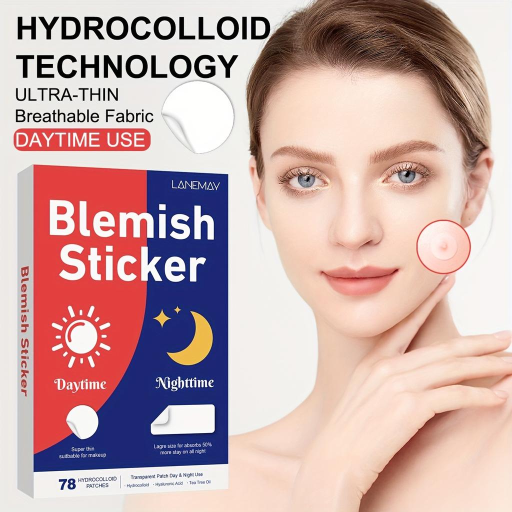 78pcs/set Face Skin Care Acne Pimple Patch 2 Sizes Invisible Professional Healing Absorbing Spot Sticker Covering for Men Women