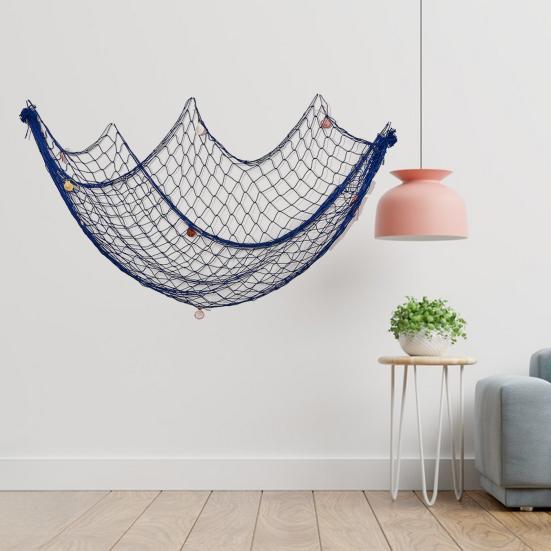 2Pcs Decorative Fishing Nets Hanging Ornaments Extra-Large DIY Ocean-inspired Craft Wall Art Hanging Fishnet Decor