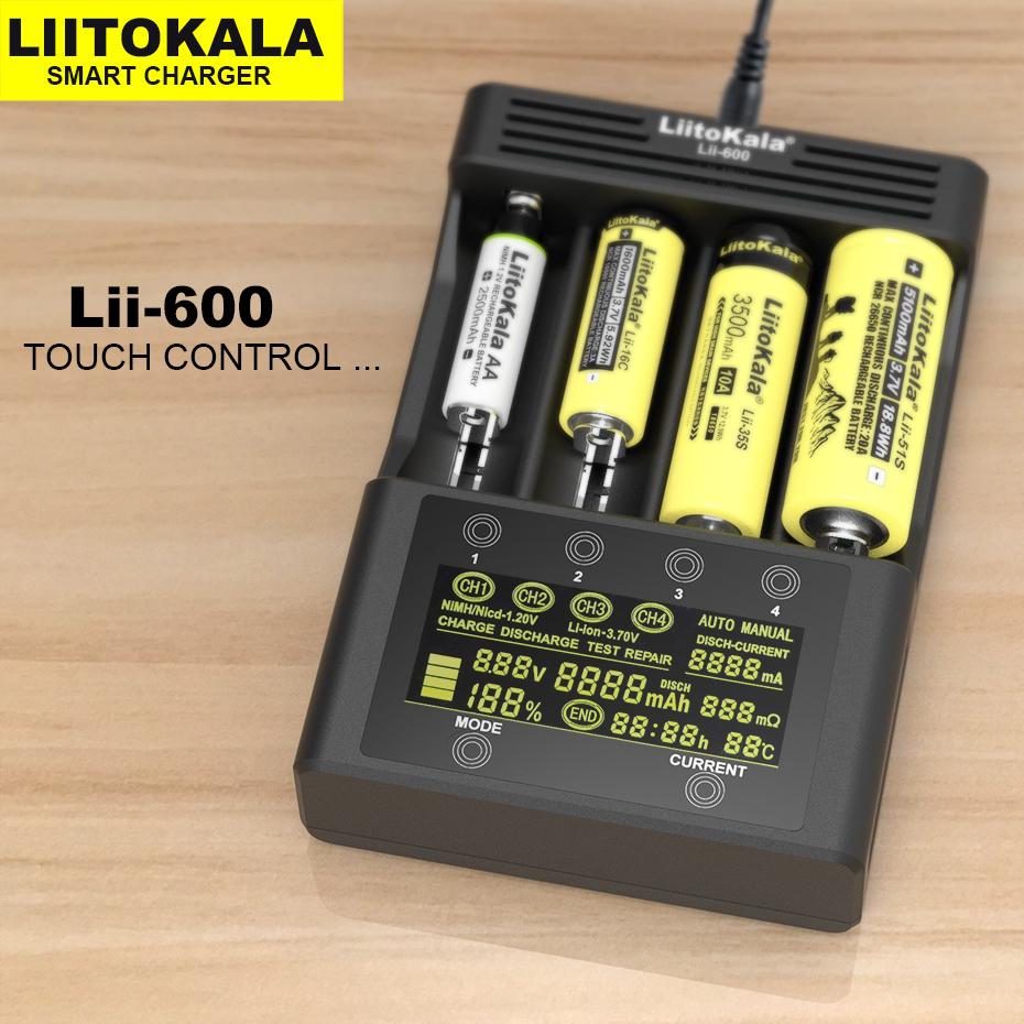 LiitoKala Lii-600 Lii-500 LCD зарядное устройство для аккумуляторов Li-ion 3,7 В NiMH 1,2 В подходит для 18650 26650 21700 26700 18350 16340 AA AAA
