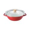 Pearl Metal Tabletop 27cm Enamel Enamel with Glass IH For 3 To 4 Red Glace Pot, Pot, Two-handed Pot, Lid, Compatible, People, HB-6490
