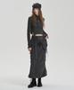 Jenyujeu Layered Belt Zipper Long Skirt - Charcoal
