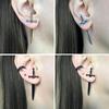 Novel Punk Multicolor Crystal Dagger- Earrings Metal Sword- Handle Studs Earrings for Women Girls Halloween Jewelry Gift