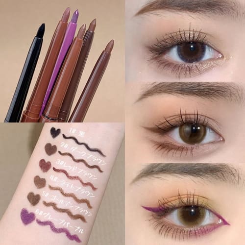 UNYOKE [Popular] Eyeliner, Gel Eyeliner, Waterproof Eye Makeup, Multicolor, Doesn't Fall Off, Cosmetics, Long-lasting Brush Pencil Type Makeup (01#Bla