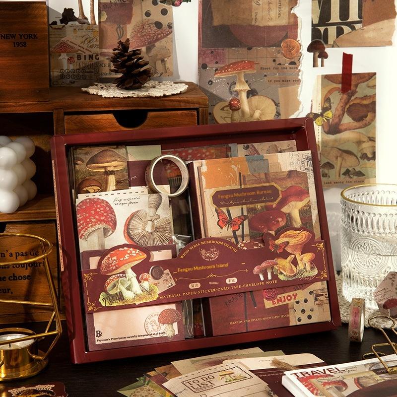 Причудливое дерево и грибы Наборы для скрапбукинга Junk Journal Блокнот в клетку A6 Скрапбукинг своими руками Подарок на день рождения Поделки