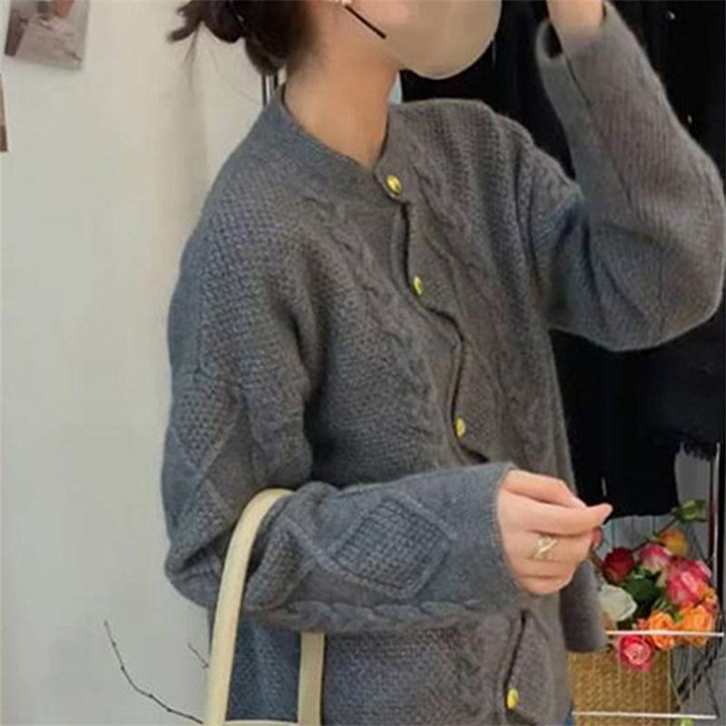Осенне-зимний женский свитер, мягкий однотонный винтажный свитер, женская куртка, вязаный кардиган, шикарный топ Tide