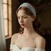 Hair Ornament Brides Beaded Hairband Pearl Ribbon Pearl Headband Elegant Detachable Bridal Veil