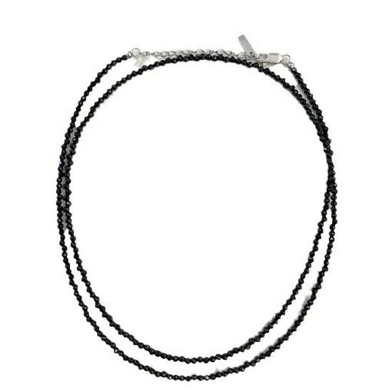 Женское колье из стерлингового серебра 925 пробы с двойным слоем и черными кристаллами - изысканная высокая мода