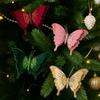 Velvet Christmas Butterfly Ornament Flocking Glitter Butterfly Accessories Xmas Decor