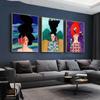 Abstract Flower Girl Colorful Long Hair Nordic Poster Female Wall Art Canvas Painter