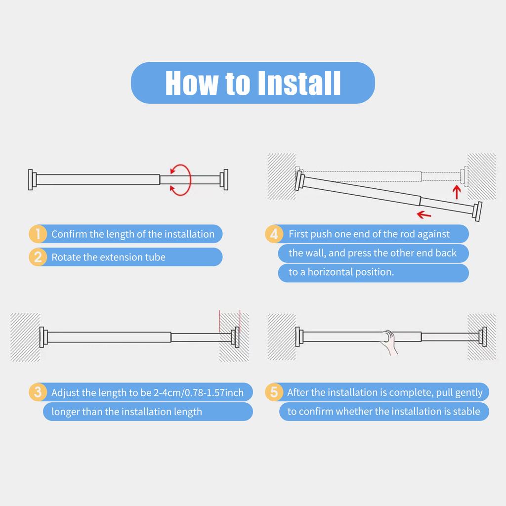 Нескользящий пружинный карниз для штор от 20 до 32 дюймов, расширяемый карниз без сверления, без ржавчины, подвесной столб для ванной комнаты для окон или душевой комнаты
