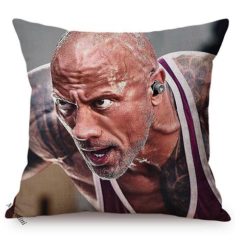The Rock Face Dwayne Portrait Sofa Cushion Cover American Actor Johnson Pattern Decorative Cotton Linen Throw Pillow Case