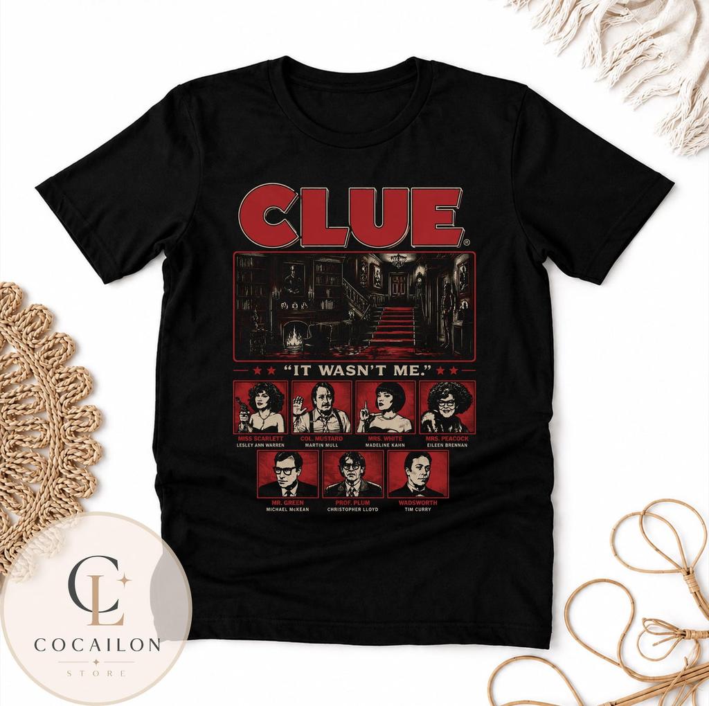Clue It Wasn't Me Shirt, Clue 1985 Movie Tee, Murder Mystery Comedy Graphic T-Shirt, Cult Classic Fan Gift