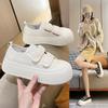 Platform Casual Shoes Women's 2025 Spring New Cute Ugly Cute Velcro Big Head White Shoes Leather Biscuit Shoes 2025