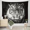 Black Creative Fierce Lion Tiger Wildlife Tapestry Polyester Wall Curtain Background Bedroom Dormitory Decoration Tapestry