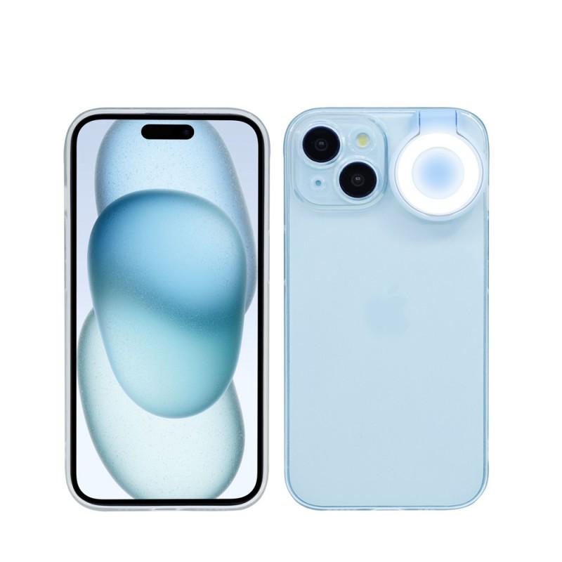 Прозрачный чехол из ТПУ для телефона со встроенной кольцевой подсветкой iPhone 17 16 Pro Max 15 14 13 12 11 - Мягкий противоударный чехол-подставка