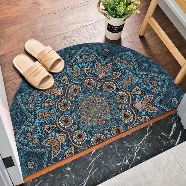 Semicircular Bohemia Rug Entrance Doormat Decorations Non -Slip Living Room Carpet Soft Absorbent Washable Floor Mat Bath Mats