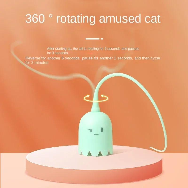Интерактивная электрическая игрушка для кошек USB Умный вращающийся мяч Интерактивные игрушки Забавная палочка Силиконовая вращающаяся мышь Хвост Котёнок Дразнилка