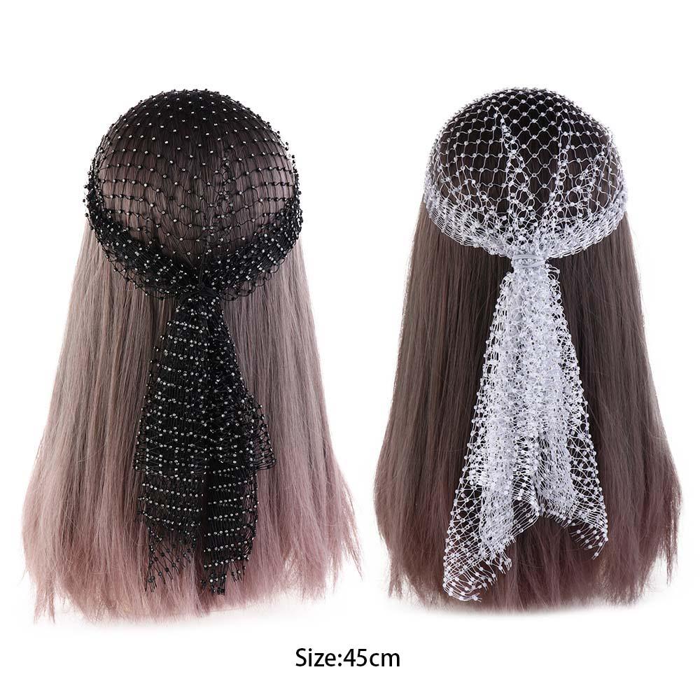 Girl Hair Accessories Bling Turban Mesh Head Scarf Cap Rhinestone Headband Women Hair Scarf