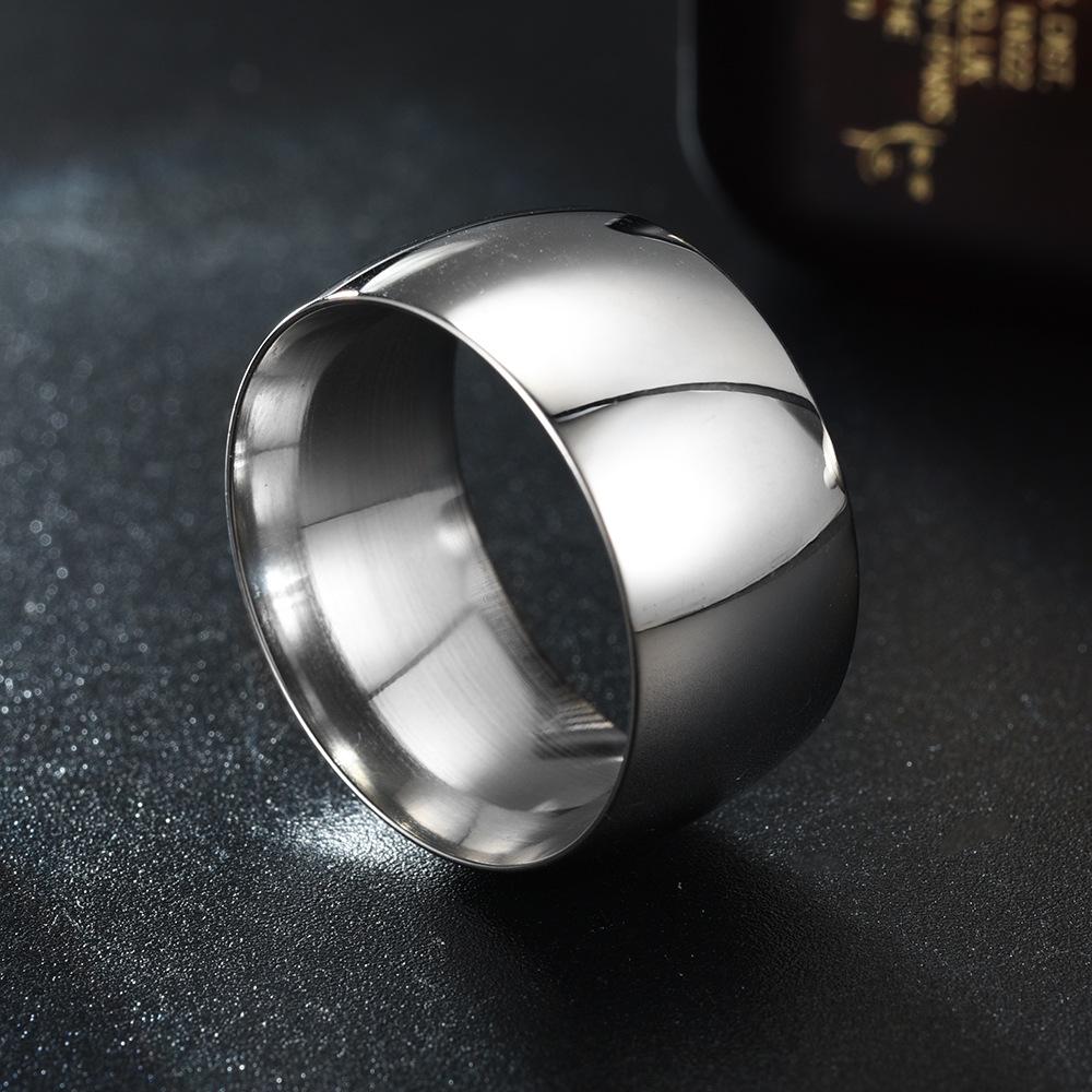 HNSP 12MM Wide Stainless Steel Smooth Ring For Men Punk Jewelry Finger Accessories Male