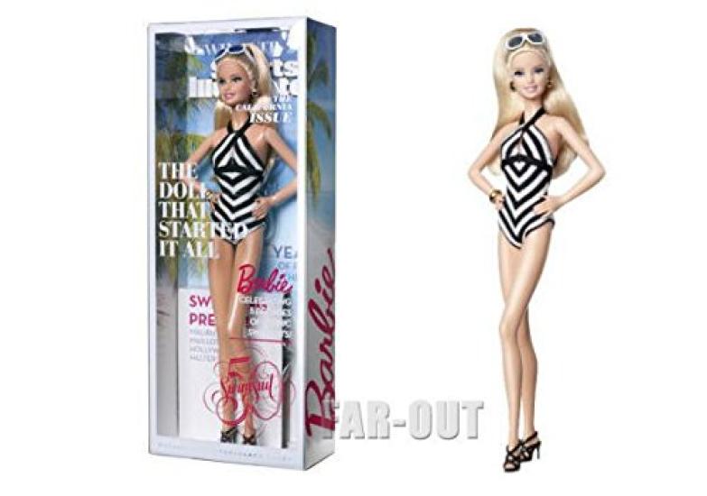 Кукла Барби в купальнике Sports Illustrated 50th Anniversary с журналом