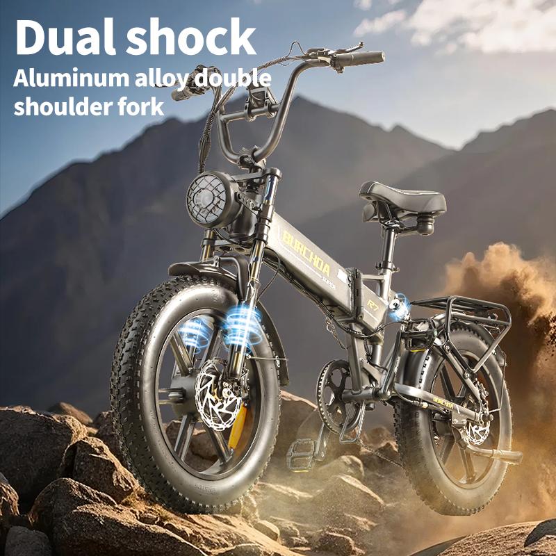 BURCHDA Электровелосипед R7 с двойным мотором 48В 20Ач 20" на толстых покрышках Ebike Вездеход Внедорожный Велосипед для взрослых Запас хода 80 км