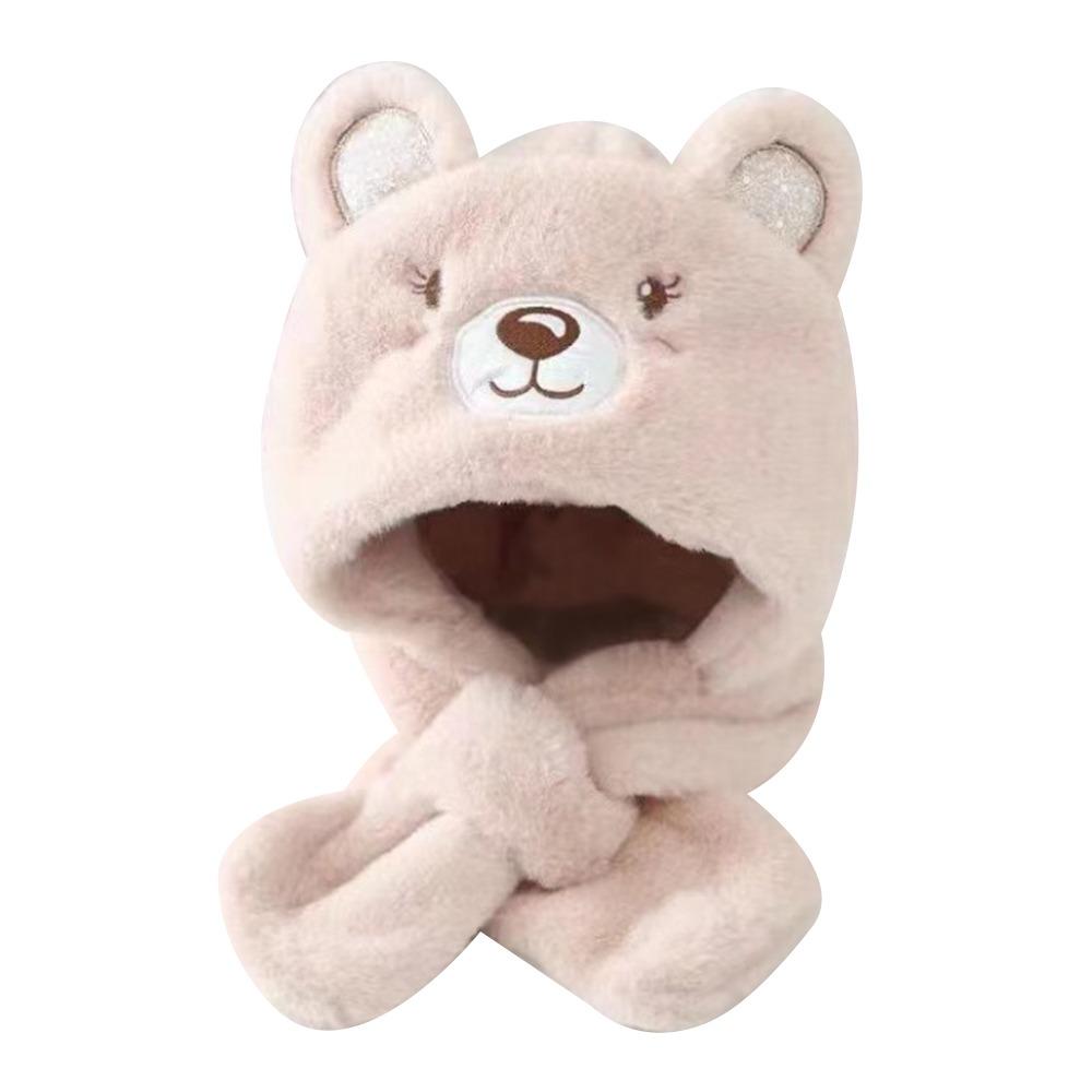 Thickening Kids Scarf Hat Integrated Warm Ear Protection Cap Cute Baby Winter Hat Children