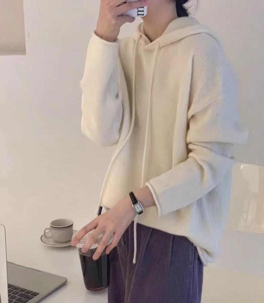 2025 A/W Women's Pure Wool Hooded Pullover - Casual, Soft, and Cozy.