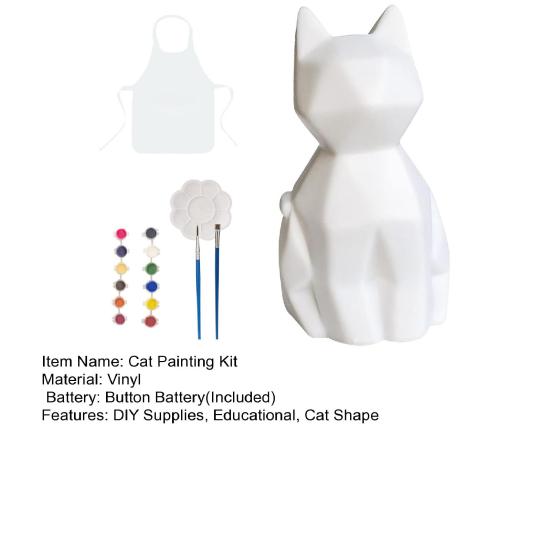 1 комплект Paint Your Own Cat Lamp Kit с 12 цветными пигментами и кисточкой