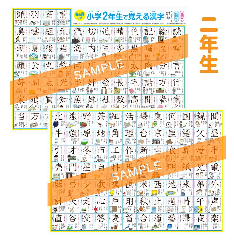 Таблица Dokodemo Gakushukan Kanji для учеников 3-го класса начальной школы Плакат для ванной для учеников 3-го класса А3 Бумага Yupo в наборе А4 из 6 листов