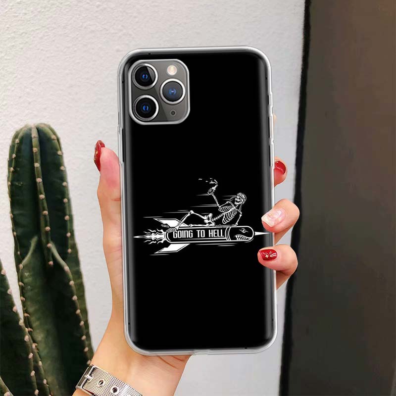 Жуткий Череп Веселый Танцующий Скелет Для iPhone 17 Air 16 15 14 Plus 13 Mini 12 11 Pro Max Чехол для Телефона 16E 7 Печать 8 SE Fundas Чехол
