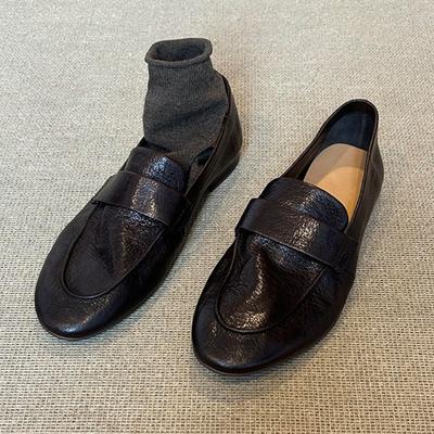 Модные Ретро Черные Мягкие Кожаные Дизайнерские Балетки Женские Удобные Лаконичные Лоферы Уличные Повседневные Офисные Туфли Zapatos De Mujer