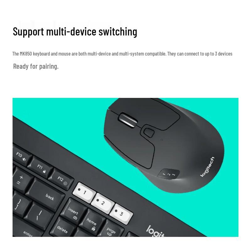 Logitech MK850 Ergonomic Multi-Device Wireless Keyboard and Mouse Combo