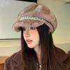 Fashion Versatile Mink Autumn and Winter Hat Women's Plush Hat Imitation Fur Duck Tongue Beret Temperament Painter Hat
